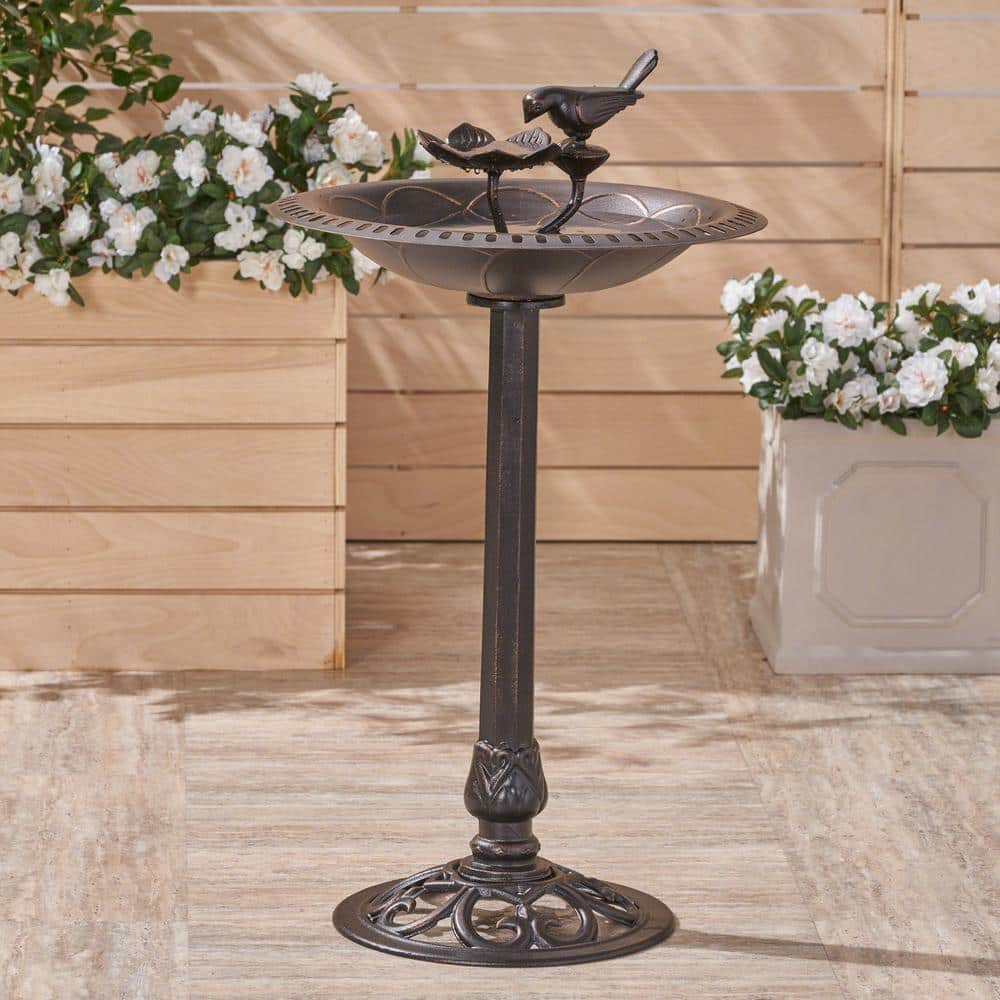 Noble House Fairmont Shiny Copper Aluminum and Iron Bird Bath 42945