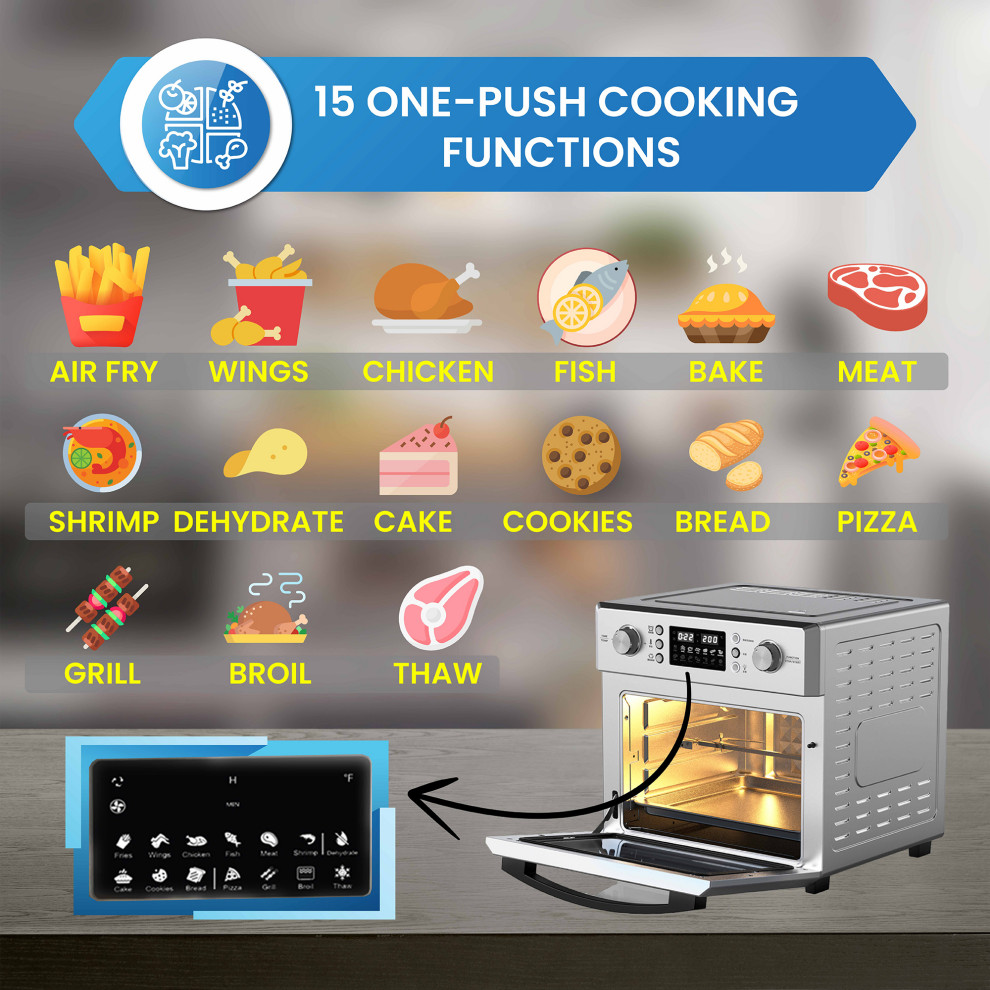 Equator 0.9cu.ft.Air Fryer+Convection Oven+Pizza Oven+Grill+Dehydrator Stainless   Modern   Ovens   by Equator  Houzz