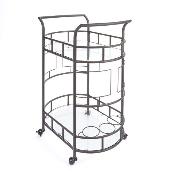 2 - Tier Bar Cart， Hammered Bronze