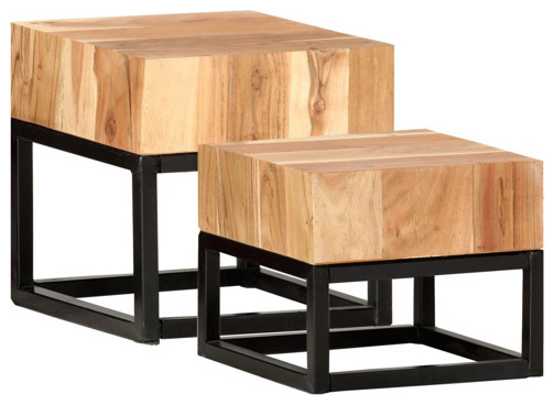 vidaXL Side Tables 2 Pcs Coffee Table End Table Furniture Solid Acacia Wood   Coffee And Accent Tables   by VirVentures  Houzz