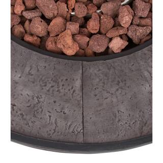 Shine Company Sevilla Round Outdoor Propane Gas Stone Fire Pit Table with Lava Rock 35 in. Dia 6101SC