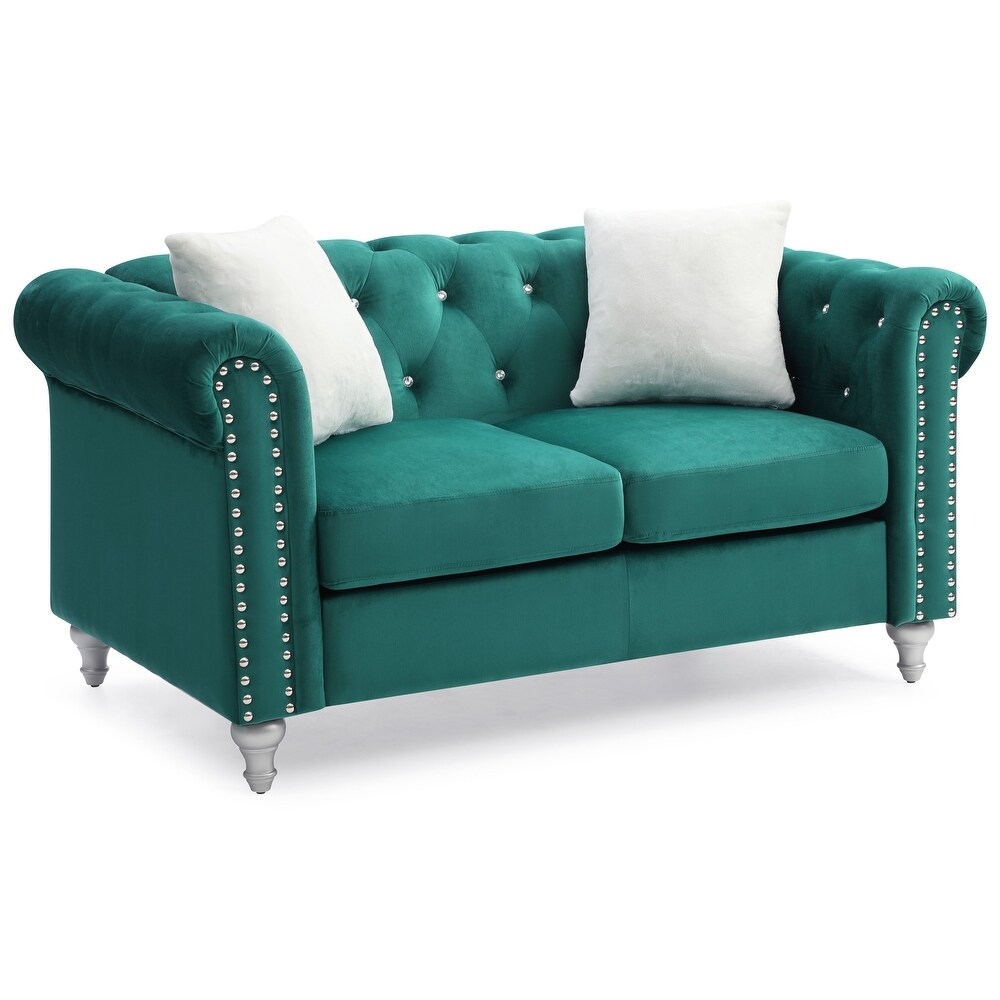 Raisa Microsuede Velvet Tufted Loveseat