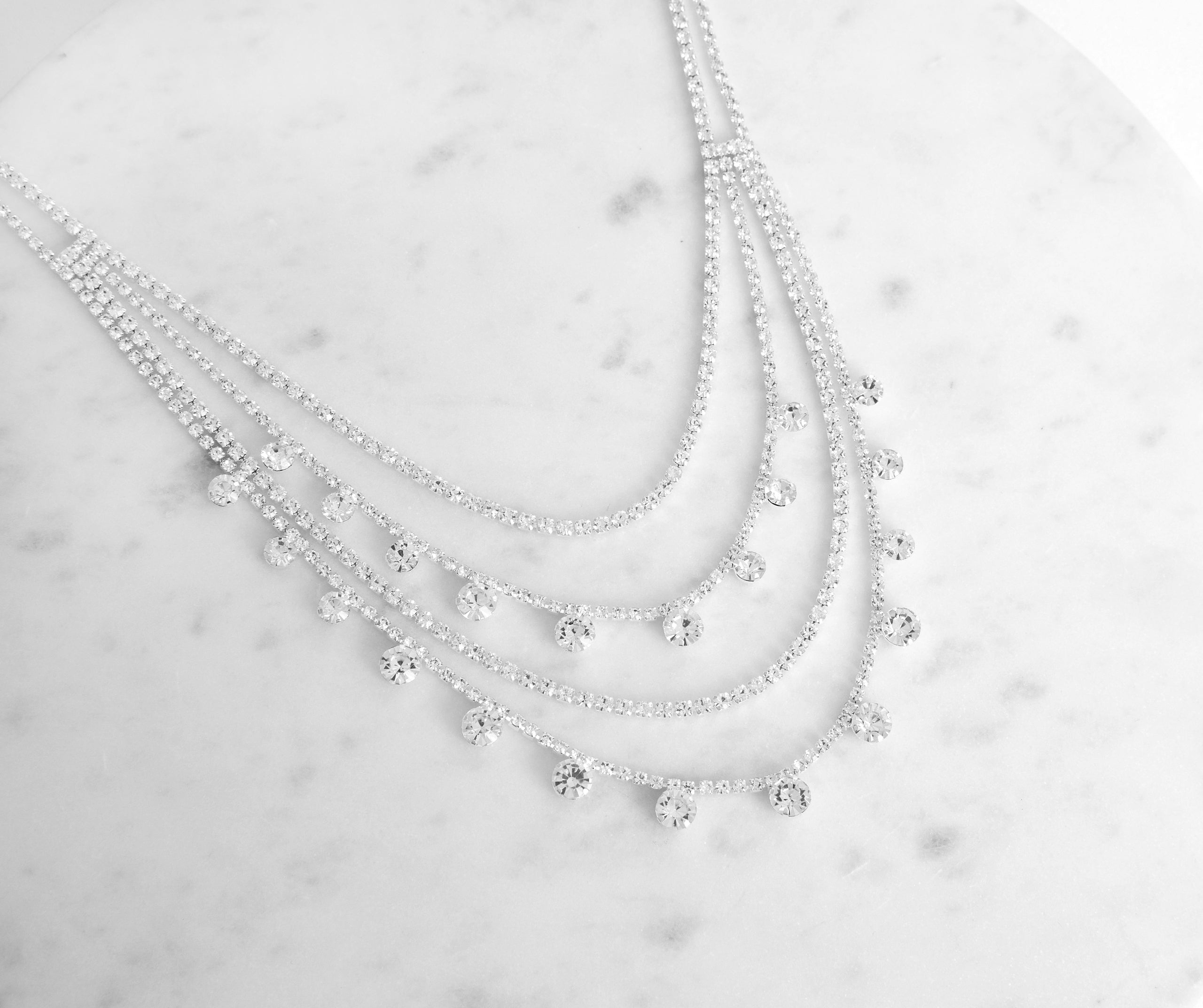 Gleaming Wanderer Rhinestone Layered Necklace