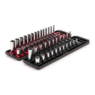 TEKTON 14 in. Drive 12-Point Socket Set with Rails (532 in.-916 in. 4 mm-15 mm) (50-Piece) SHD90216