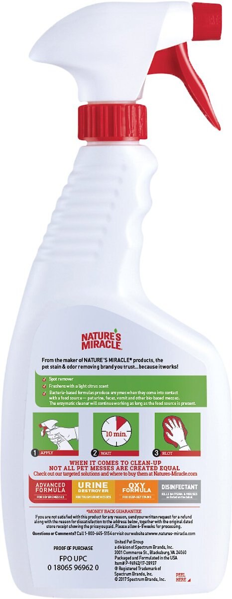 Nature's Miracle Dog Enzymatic Stain Remover and Odor Eliminator Spray， 32-oz bottle