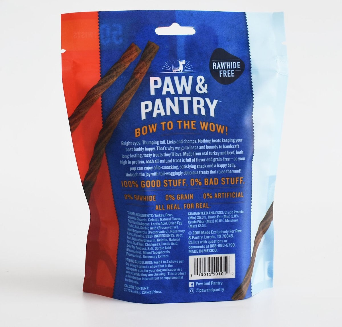 Paw and Pantry Turkey and Beef Twists Grain-Free Dog Treats， 50 count