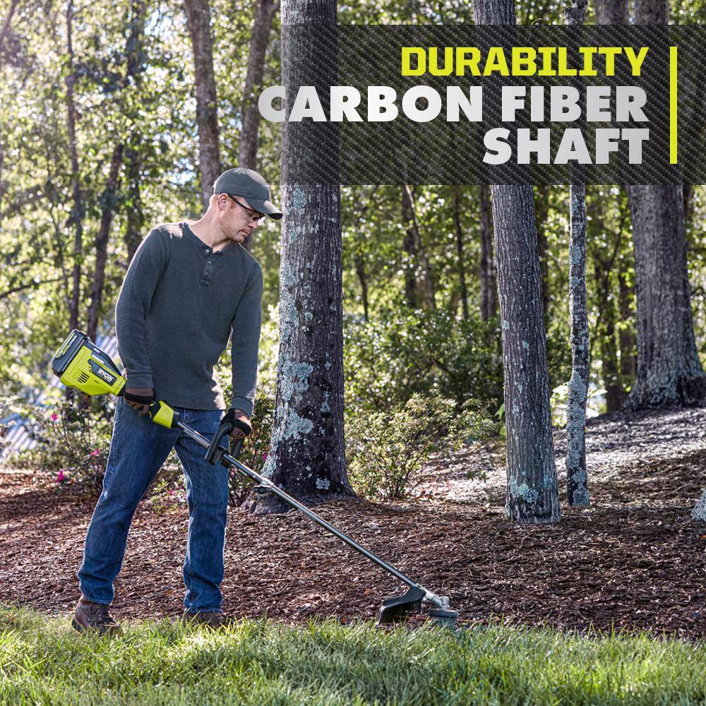 RYOBI 40V HP Brushless 15 in. Carbon Fiber Shafter String Trimmer and Edger Attachment with 4.0 Ah Battery and Charger RY40290-EDG