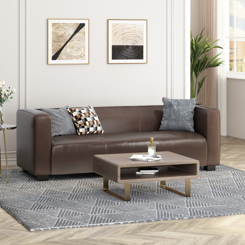 Minkler Contemporary Faux Leather 3 Seater Sofa   Contemporary   Sofas   by GDFStudio  Houzz