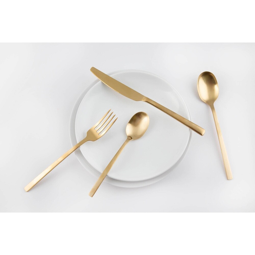 Beacon Gold Satin 16 Piece Flatware Set