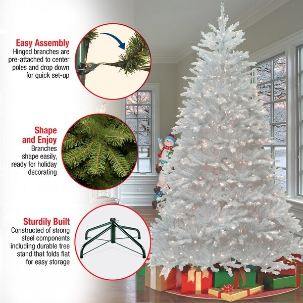 National Tree Company 7.5 ft. Dunhill White Fir Hinged Tree with 750 Clear Lights