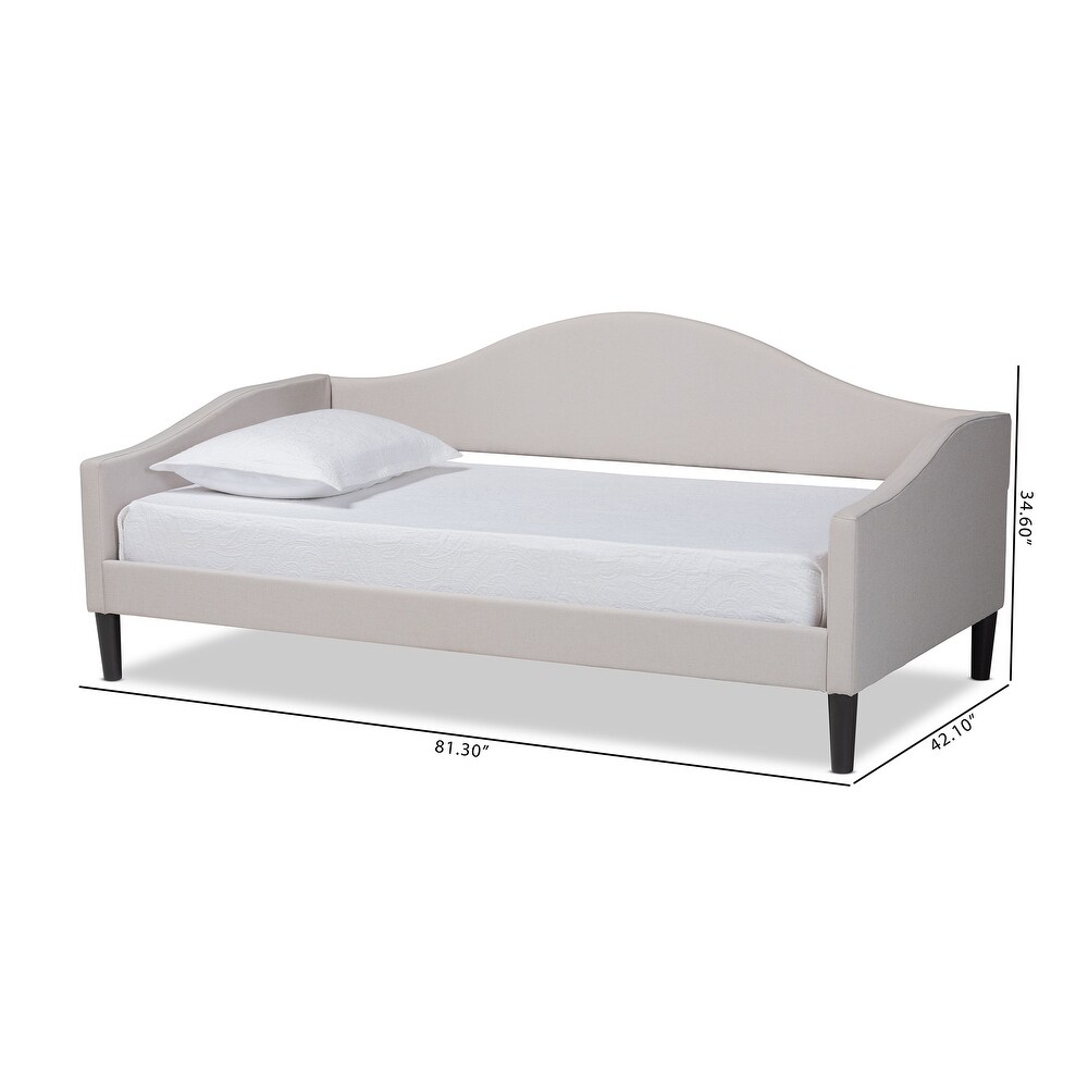 Milligan Modern   Contemporary Beige Fabric Upholstered Wood Daybed