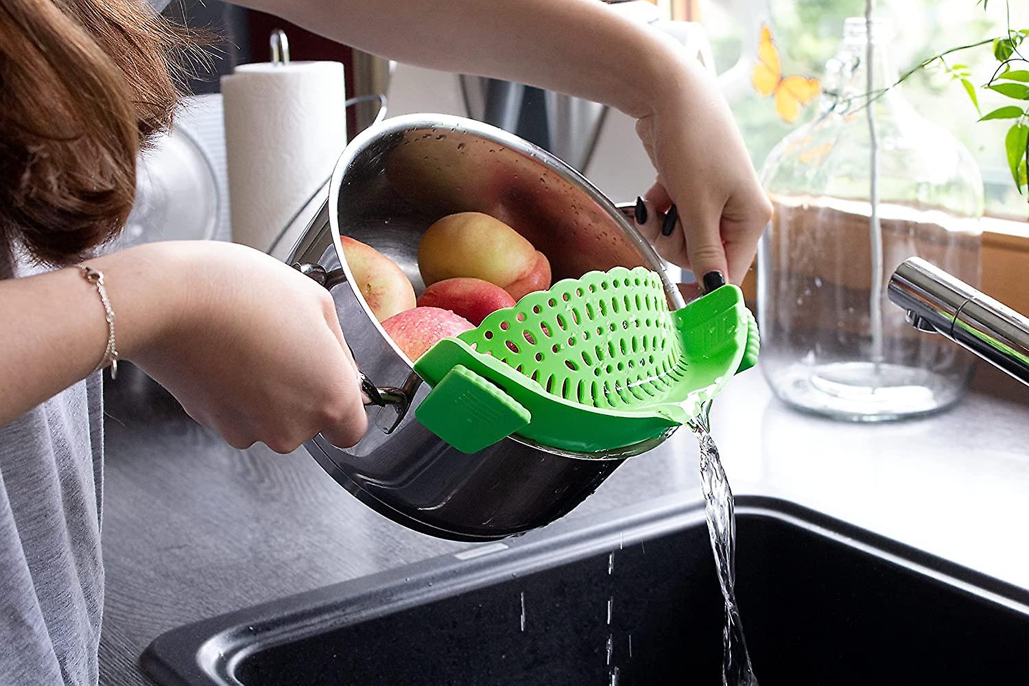 Netrox Silicone Hanging Strainer， Dishwasher Safe And Food Friendly， Pasta Strainer， Colander， Steamer Insert， Kitchen Sieve With Clip