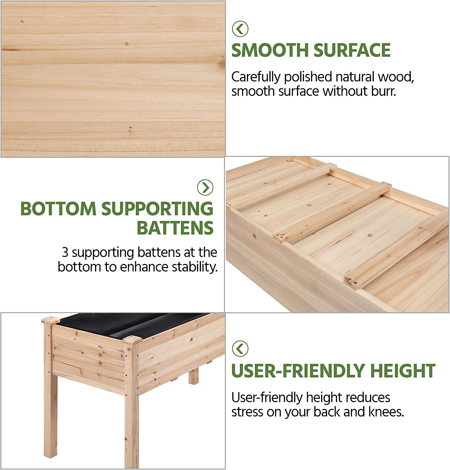 Raised Garden Bed 48x24x30in Elevated Wooden Planter Box with Legs Standing Growing Bed for Gardening/Backyard/Patio/Balcony