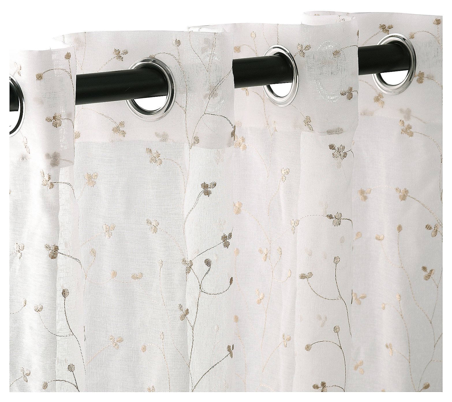 Superior Embroidered Flower Grommet Curtains 2Panels 52x96