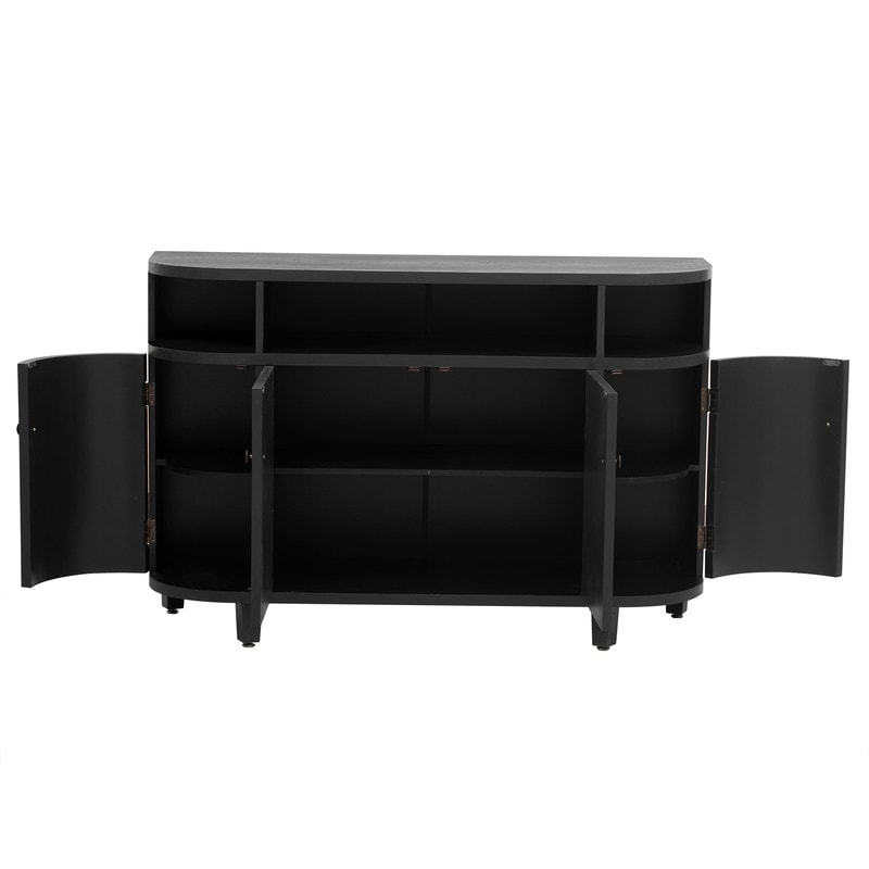 Curved Design Luxury Sideboard Storage Cabinet with 4 Doors and Adjustable Shelves  Buffet Cabinet with Storage for Entrances