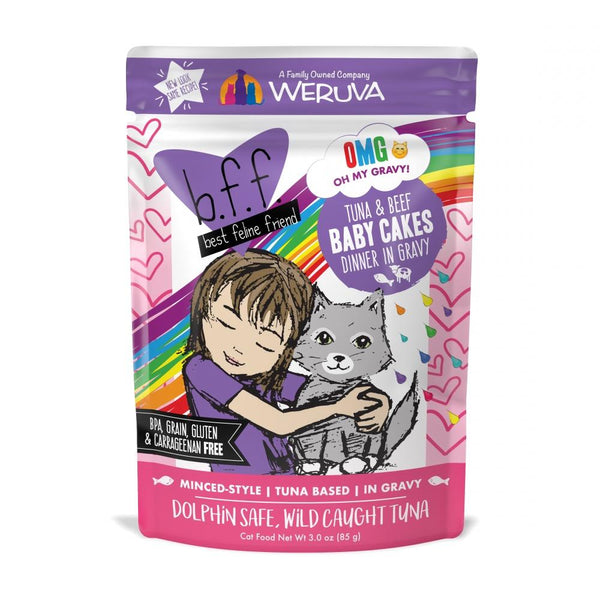 Weruva BFF Tuna and Beef Baby Cakes Recipe Single Pouches Wet Cat Food