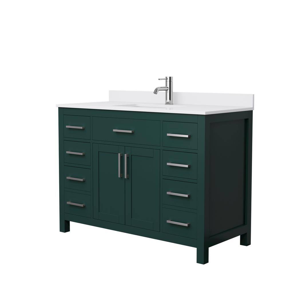 Wyndham Collection Beckett 48 in. W x 22 in. D x 35 in. H Single Sink Bathroom Vanity in Green with White Cultured Marble Top WCG242448SGEWCUNSMXX