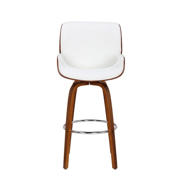 Porthos Home Miller Counter Stool， PU Leather， Wooden Seat And Legs