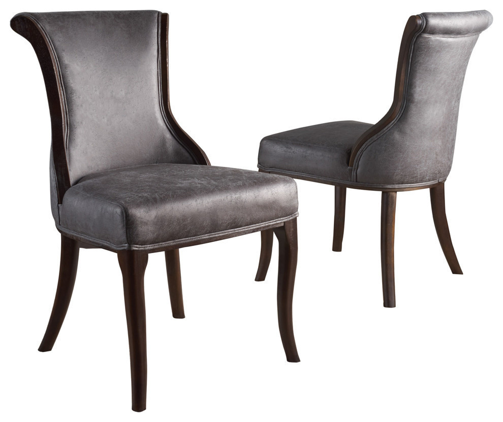 GDF Studio Lexia Classic Slate Microfiber Dining Chair  Set of 2   Transitional   Dining Chairs   by GDFStudio  Houzz