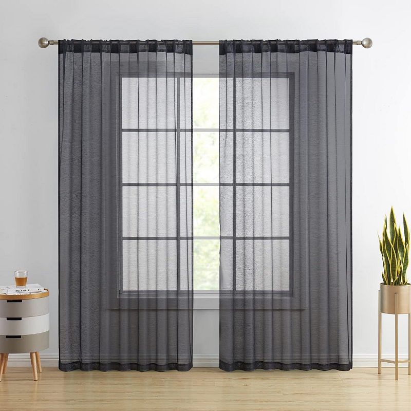 THD Scarlett Semi Sheer Pocket Top and Back Tab Lightweight Window Curtains Drapery Panels， 2 Panels