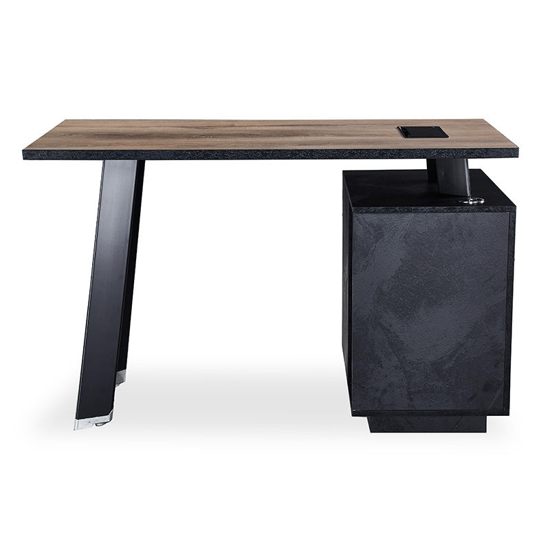 ARTO Single Workstation Desk with Left Cabinet 1.2M - Warm Oak & Black