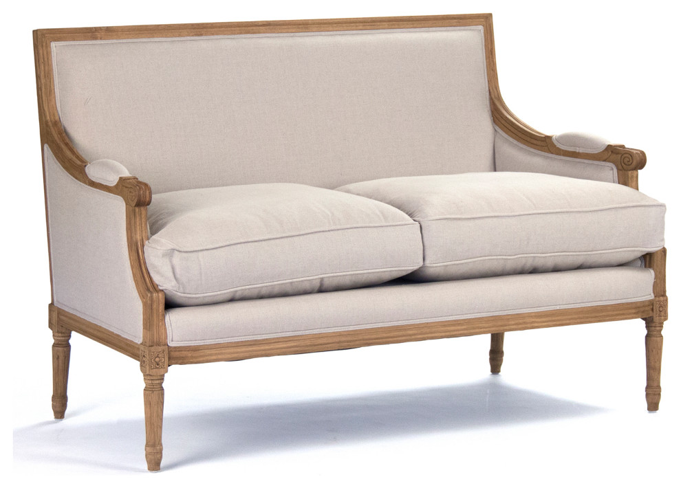 Louis Settee  Natural Linen   Traditional   Loveseats   by Zentique  Inc.  Houzz