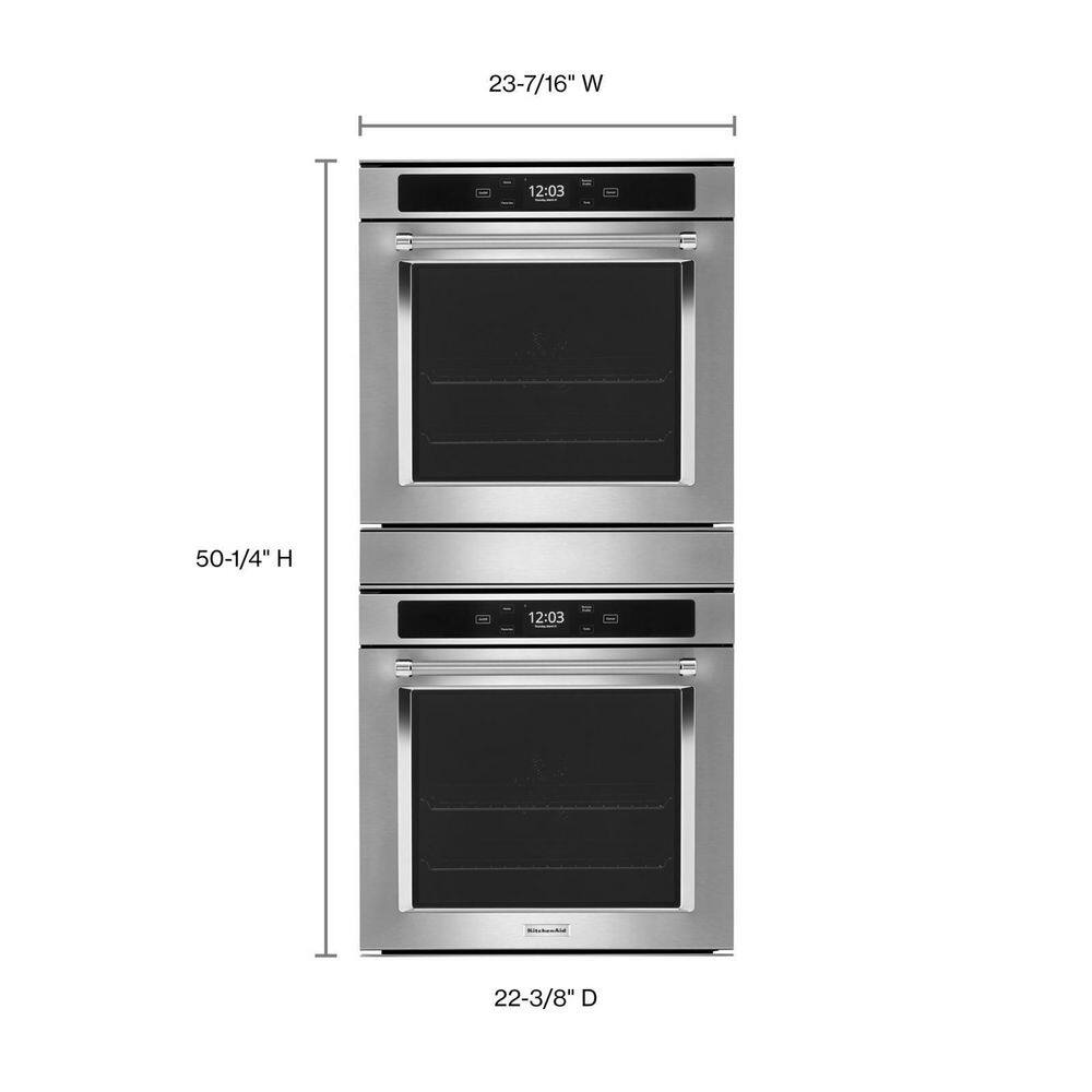 KitchenAid 24 in. Double Electric Wall Oven in Fingerprint Resistant Stainless Steel KODC504PPS