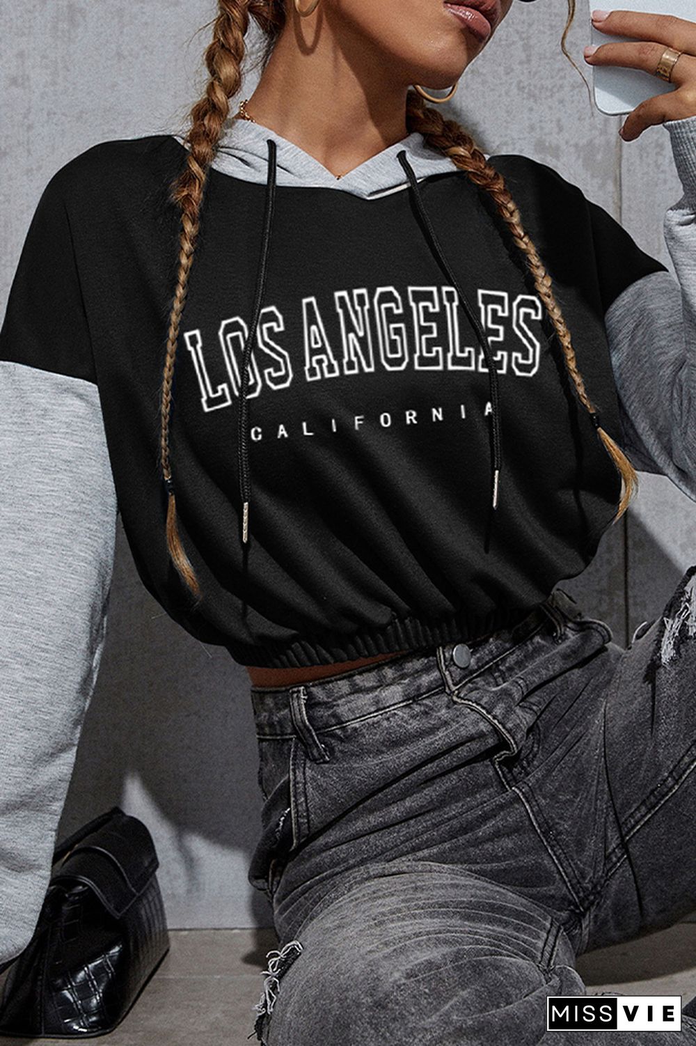 Los Angeles Print Short Length Hoodies