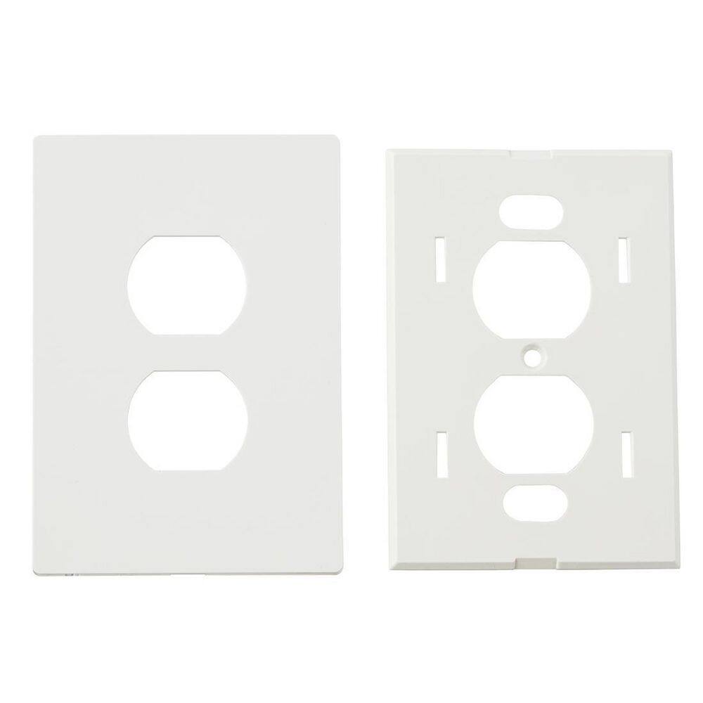 Hampton Bay Maple Hill 1-Gang White Screwless Duplex Outlet Plastic Wall Plate (1-Pack) 838844