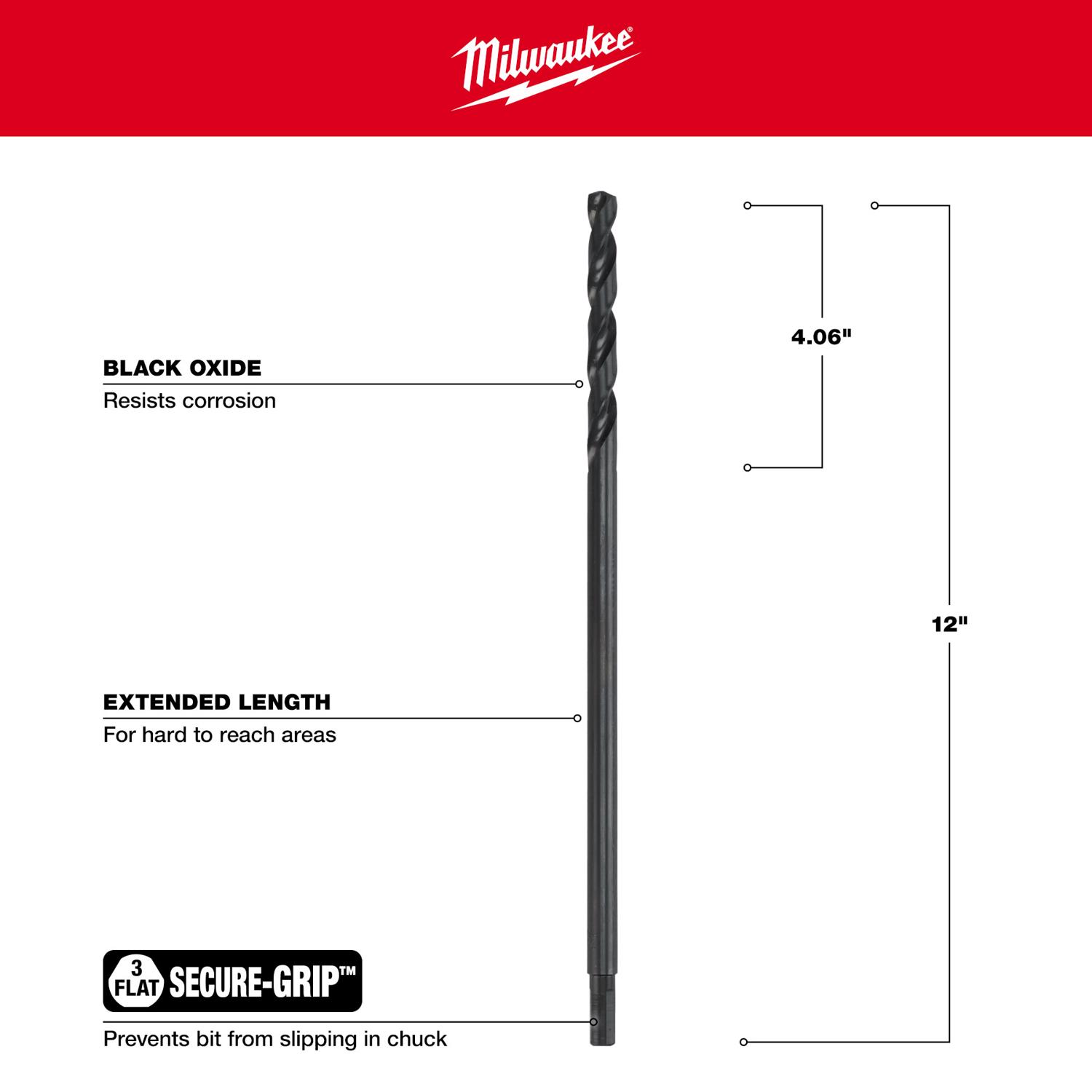 MW 7/16 in. X 12 in. L Aircraft Length Drill Bit 1 pc