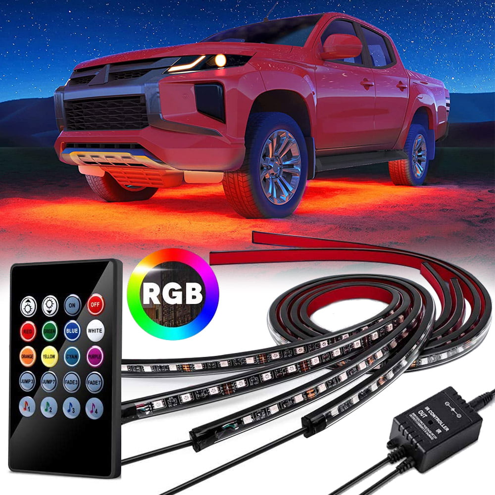 Oture 8 Color RGB LED Strip Under Car Tube Underglow Underbody System Exterior Neon Lights Kits