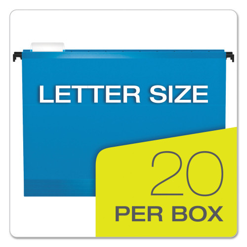 Pendaflex SureHook Hanging Folders， Letter Size， 1/5-Cut Tab， Blue， 20/Box (615215BLU)