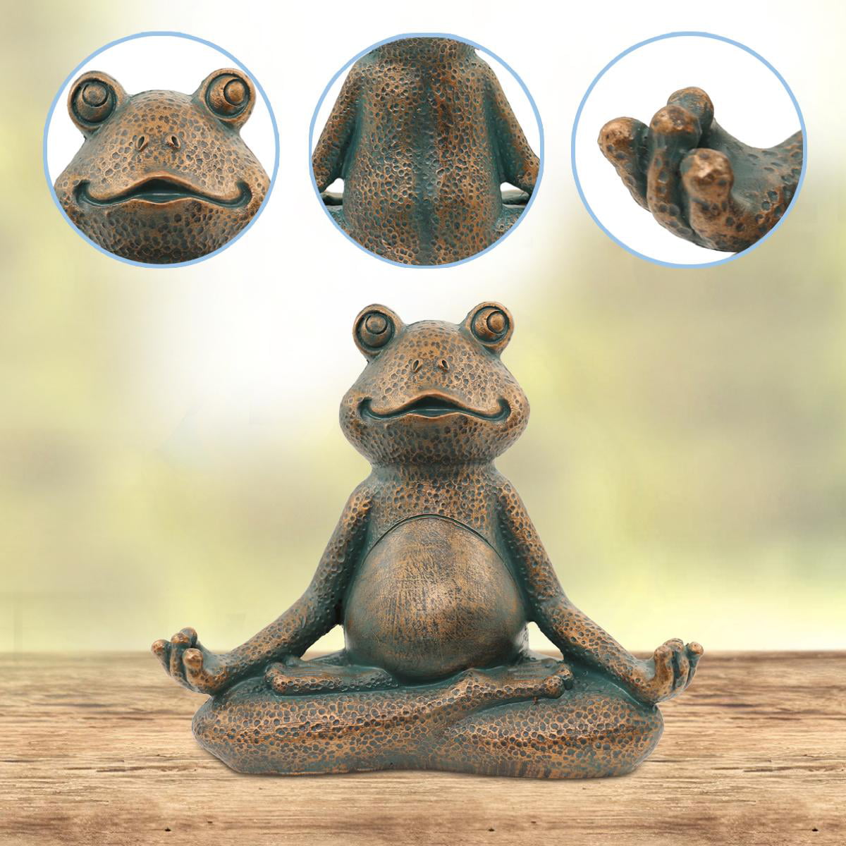 Goodeco Meditating Frog Miniature Figurine,Zen Yoga Frog Garden Statue Ornament- Indoor/Outdoor Garden Sculpture for Fairy Garden, 5 inch(Copper)