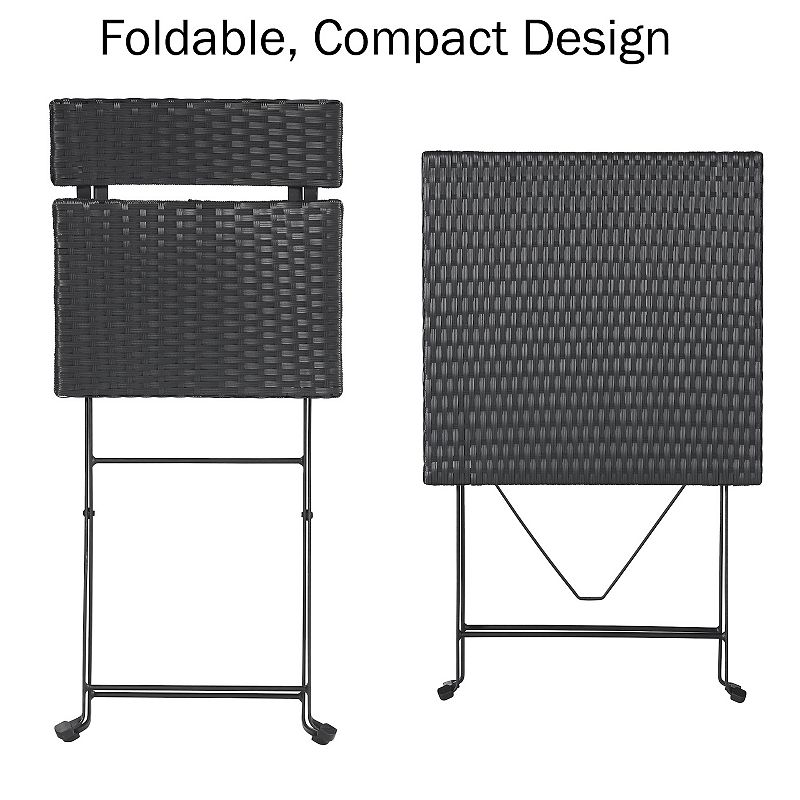 Lavish Home Folding Patio Bistro Table and Chair 3-piece Set