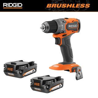 RIDGID 18V SubCompact Brushless 12 in. DrillDriver with (2) 2.0 Ah Compact Lithium-Ion Batteries R87012B-AC8400802P