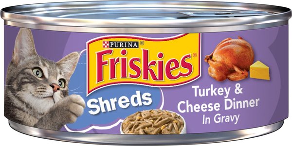 Friskies Savory Shreds Turkey and Cheese Dinner in Gravy Canned Cat Food