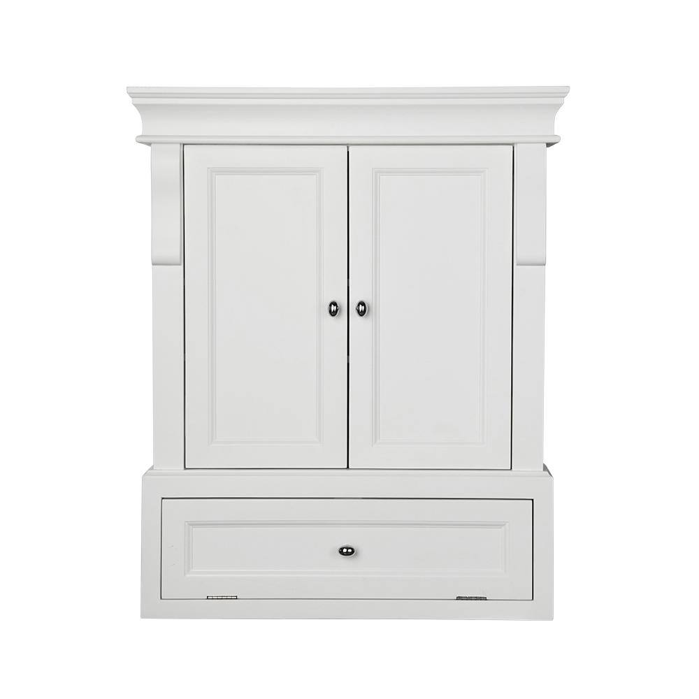 Home Decorators Collection Naples 26-12 in. W x 32-34 in. H x 8 in. D Bathroom Storage Wall Cabinet in White NAWO2633