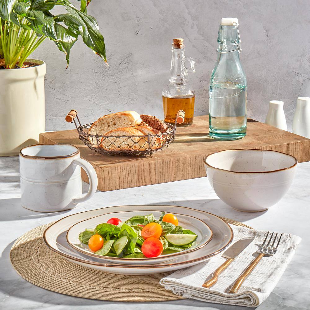 Tabletops Gallery 16-Piece Geneva Ivory Stoneware Dinnerware Set (Service for 4) TTU-U6832-EC