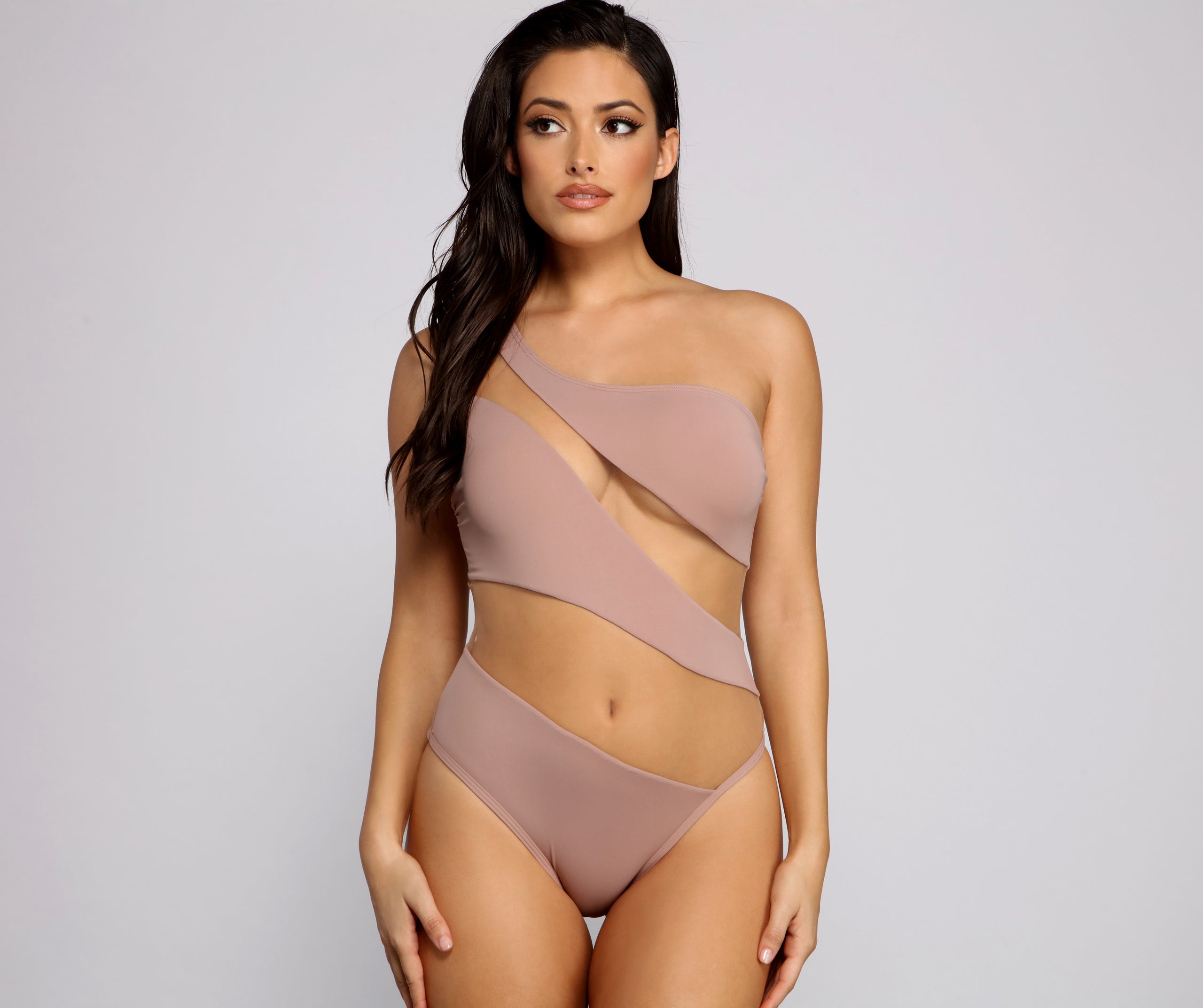 Sheer And Sultry One Shoulder One Piece Swimsuit