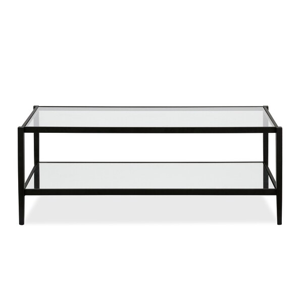 Hera 45'' Wide Rectangular Coffee Table with Mirror Shelf