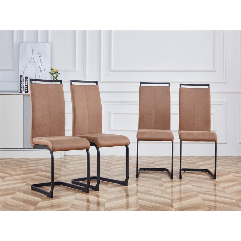 Modern Dining Chairs with Faux Leather Padded Seat and Metal Legs，Set of 4