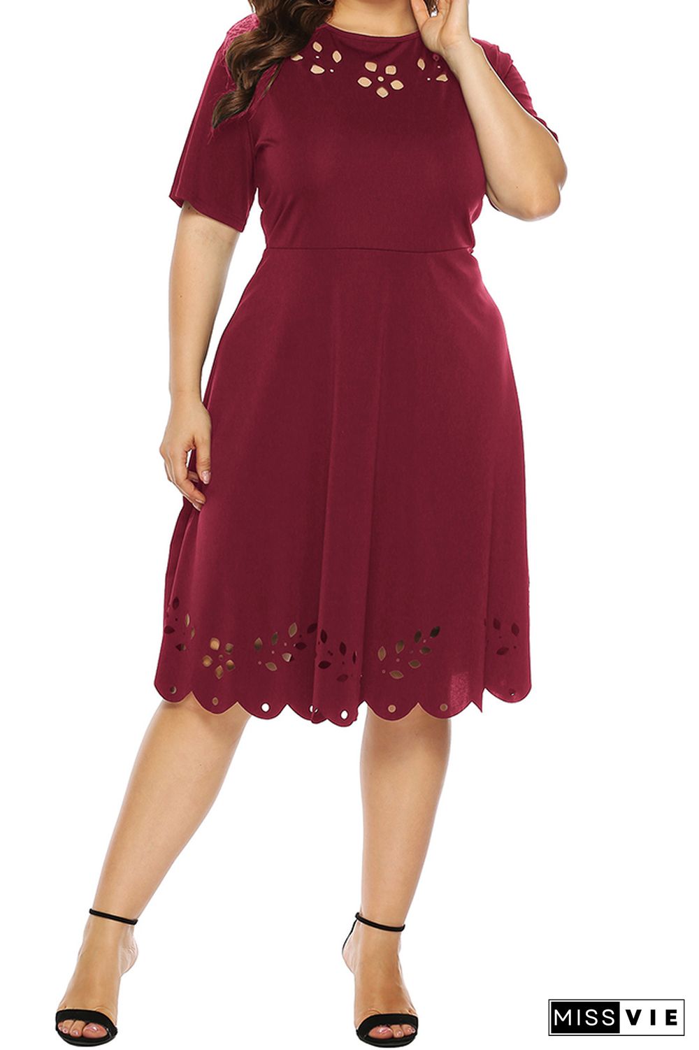 Plus Size High Waist Hollow Out Dress Wholesale