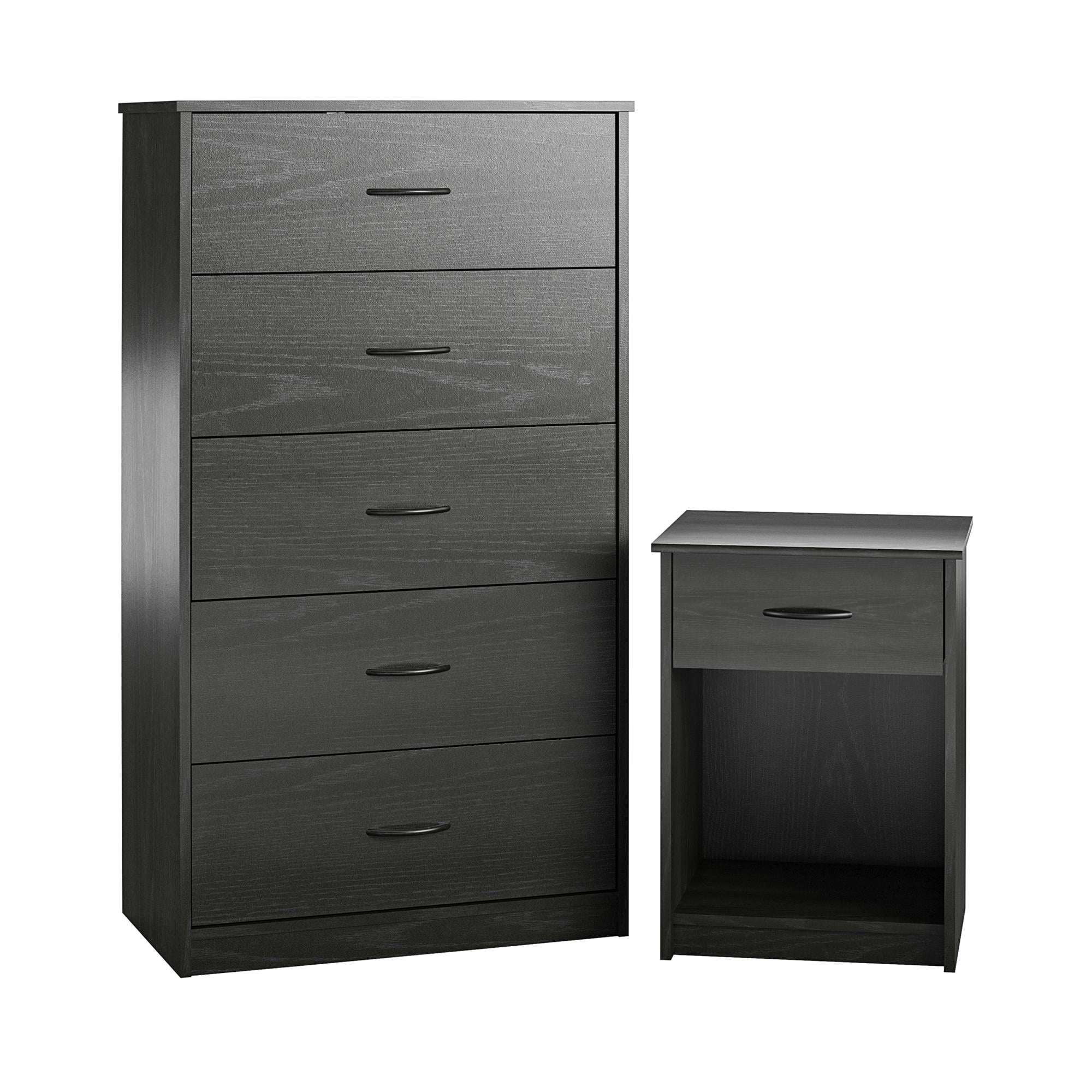 Mainstays Classic Nightstand with Drawer, Black Oak