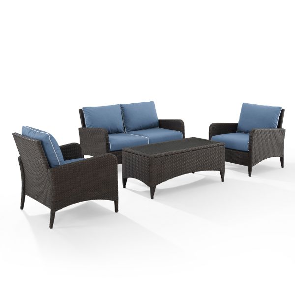 Kiawah 4Pc Outdoor Wicker Conversation Set