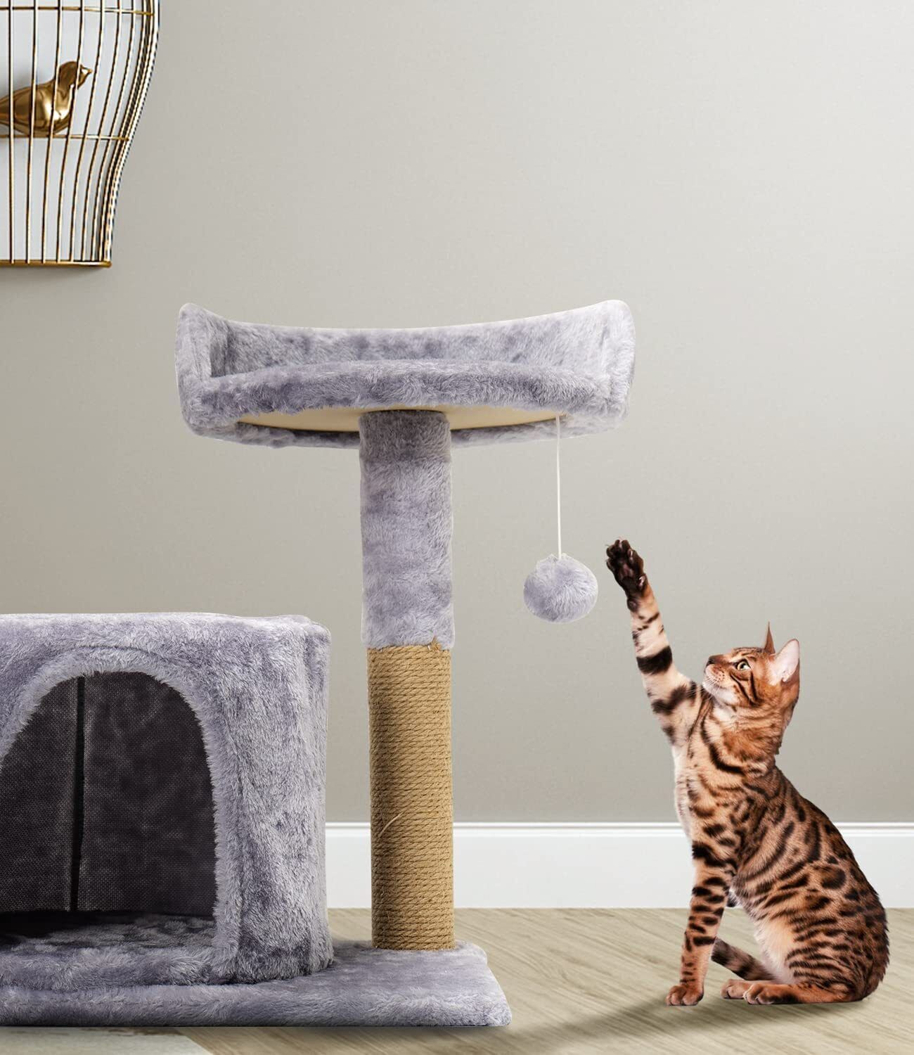 Cat Tree Tower with Plush， Cat Condo with Scratching Post for Small Cats L 20