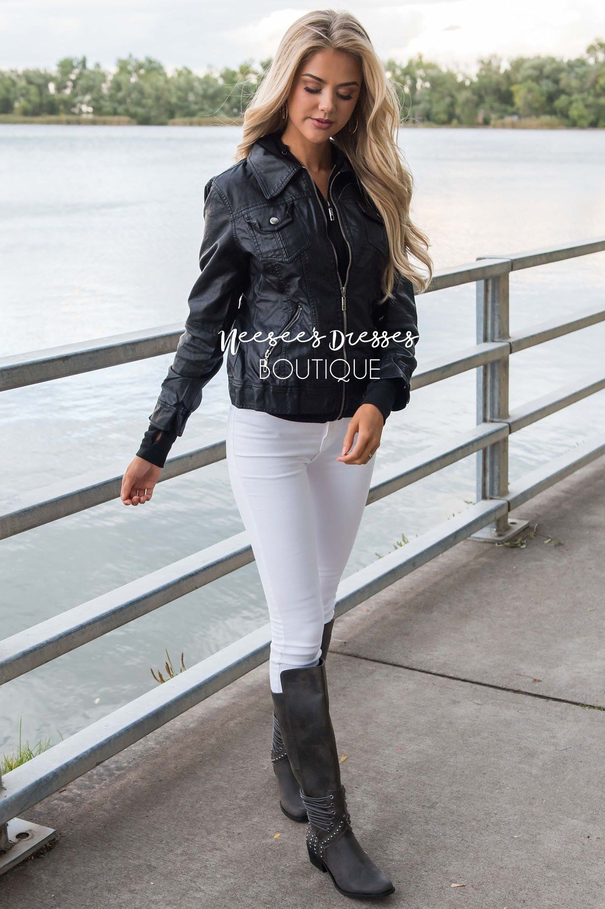 Chic Pleather Bomber Jacket