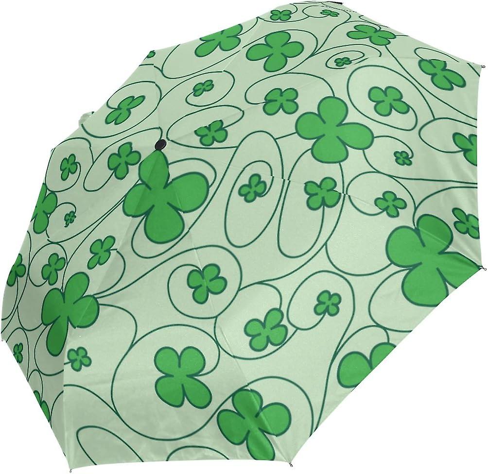 Top Carpenter Trefoil Leaf Saint Patrick Day Anti Uv Umbrella Parasol Auto Open/close