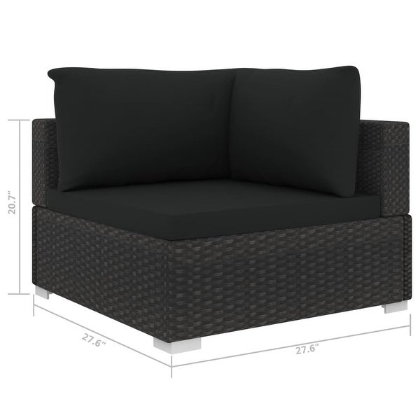 13 Piece Patio Lounge Set with Cushions Poly Rattan Black - Overstock - 36363461