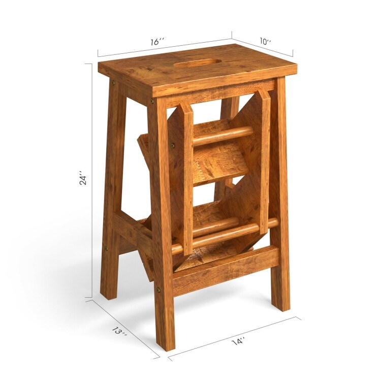 3 in 1 Rubber Wood Step Stool with Convenient Handle   22\