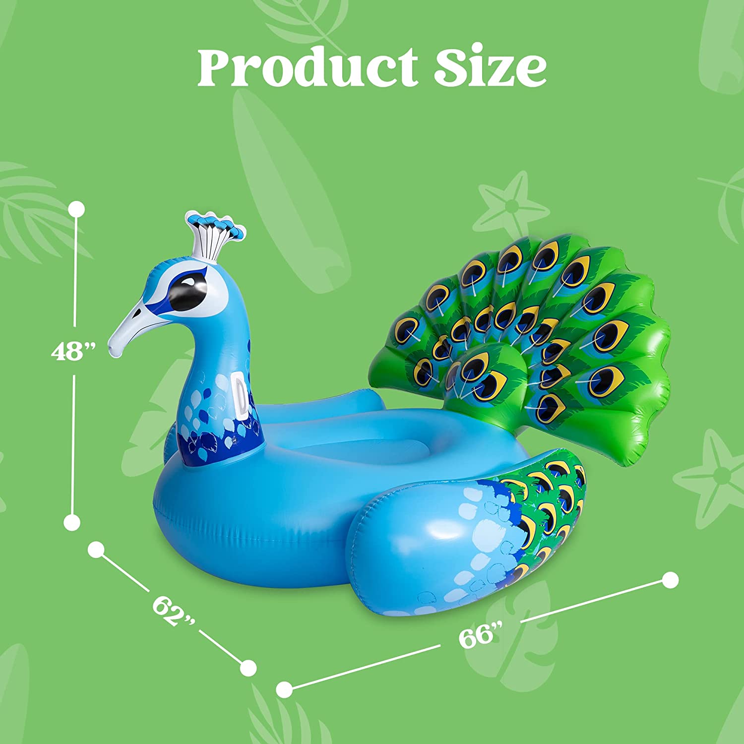 JOYIN Inflatable Peacock Pool Float， Fun Beach Floaties， Swim Party Toys， Pool Island， Summer Pool Raft Lounge for Adults and Kids